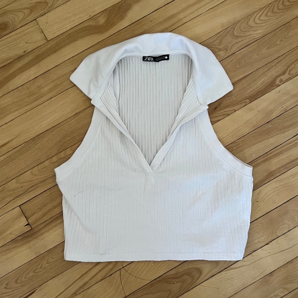 Cropped Zara White Collar Tank